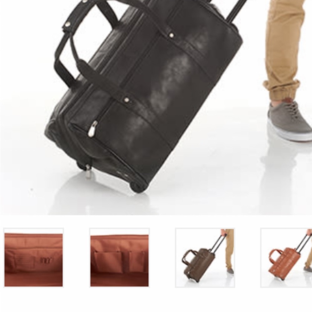 New With Tags Genuine Handcrafted Leather Duffel Bag With Wheels